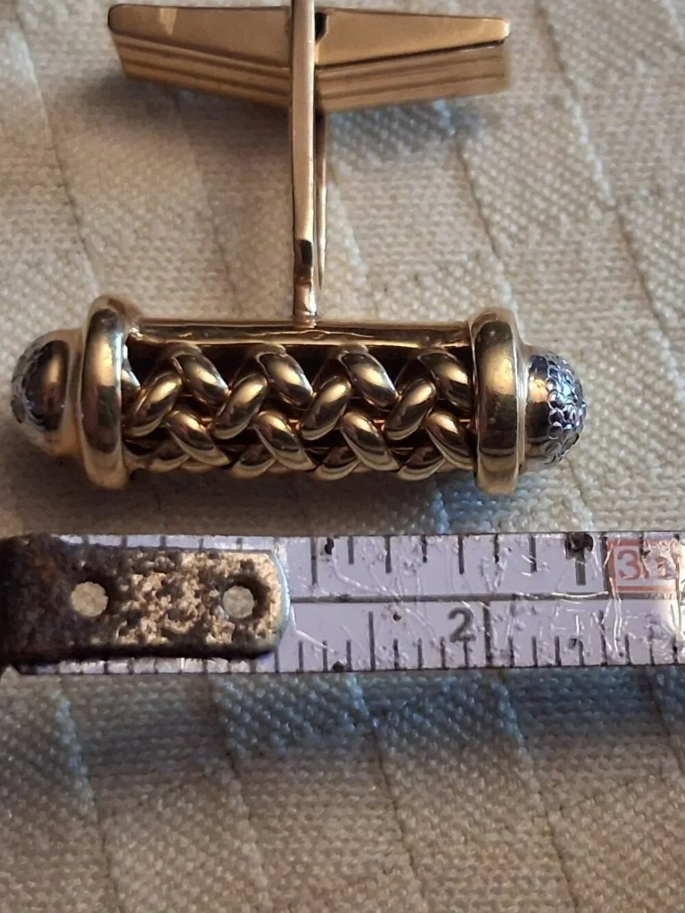 Vintage 14k Yellow and White Gold Cufflinks with Spiral Pattern